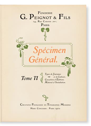 [SPECIMEN BOOK — FONDERIE G. PEIGNOT & FILS]. Specimen General. Tome I: Materiel, Filets, Fantaisies Classiques et Modernes, Vignettes,